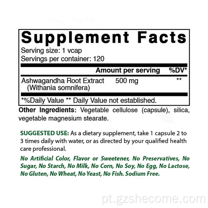 Ashwagandha apóia o relaxamento Índia Ashwagandha Capsules